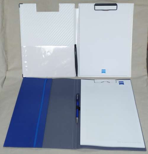 ZEISS LOT OFFICE BLUE AND WHITE :  2 X ZEISS WRITING FOLDER INCL. ZEISS BALL-PEN