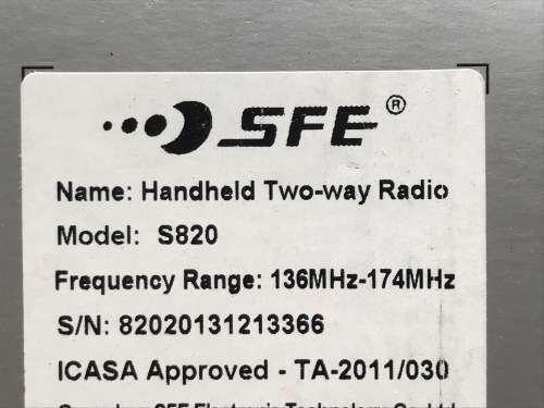 1 X Two Way Radio  - SFE S820 handheld walkie talkie, high quality professional long range