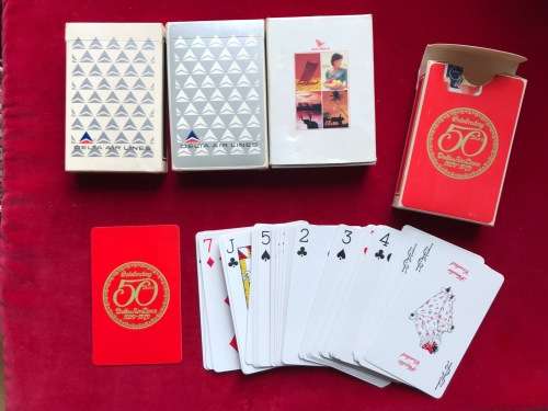 Delta Airline playing card sets skat (4) VINTAGE collectors items, 50 years delta playing card set
