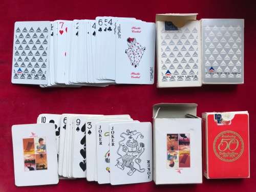 Delta Airline playing card sets skat (4) VINTAGE collectors items, 50 years delta playing card set