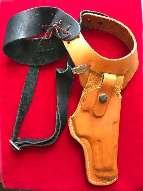 Genuine shoulder leather holster for revolver , brown,