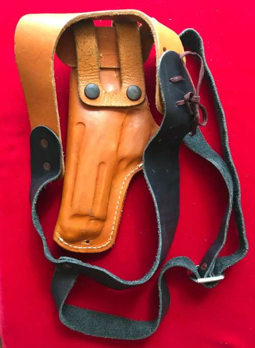 Genuine shoulder leather holster for revolver , brown,