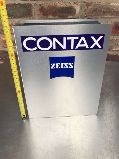 Storage book with Zeiss / Contax stickers,  material: aluminium and plastic/wood ?