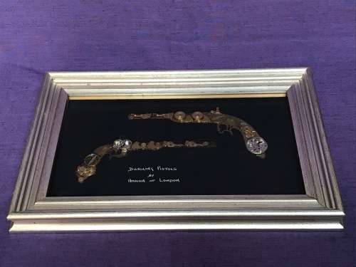 Horological Collage DUELLING PISTOLS  by Ammon of London, collectors item, vintage