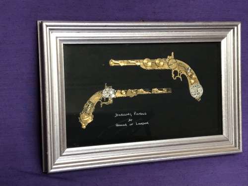 Horological Collage DUELLING PISTOLS  by Ammon of London, collectors item, vintage