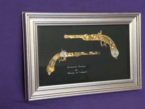 Horological Collage DUELLING PISTOLS  by Ammon of London, collectors item, vintage