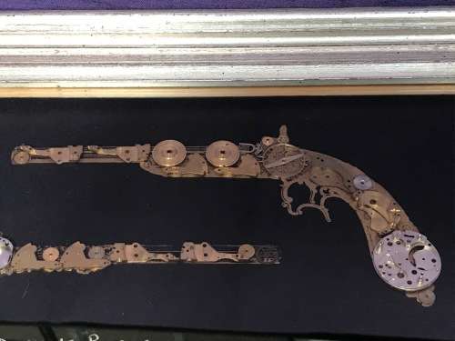 Horological Collage DUELLING PISTOLS  by Ammon of London, collectors item, vintage