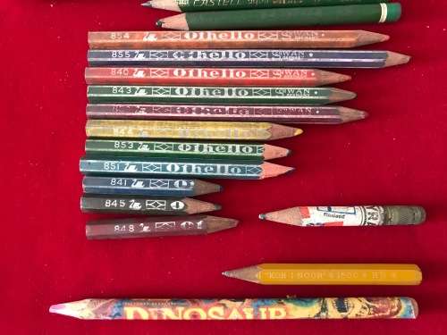 Vintage pencils lot in metal box - Schwan, Othello, Staedtler, Faber,steno,VINTAGE COLLECTORS ITEM