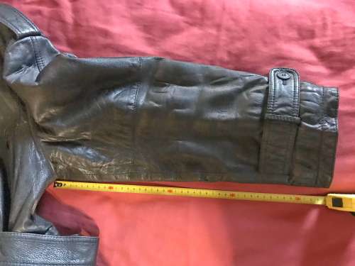 Mens Leather Coat `Wehrmacht` style. Geniume black leather, very smooth, size L , for man upto 190cm