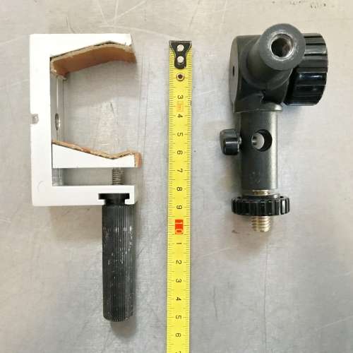 Binoculars clamp plus extra black photo equippment (manfrotto ?) vintage