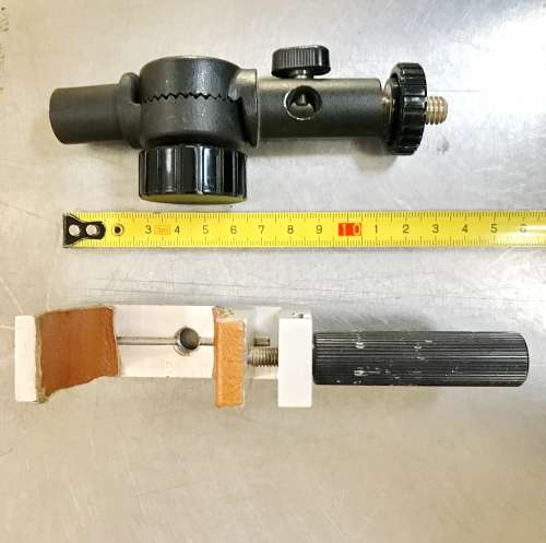 Binoculars clamp plus extra black photo equippment (manfrotto ?) vintage