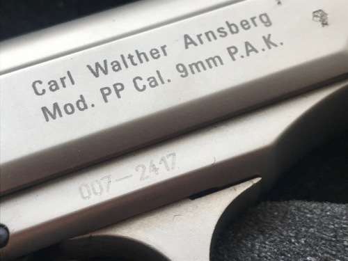 Walther PP P.A.K. 9mm Blank Gas Pistol Limited Edition James Bond 007made in Germany collectors item