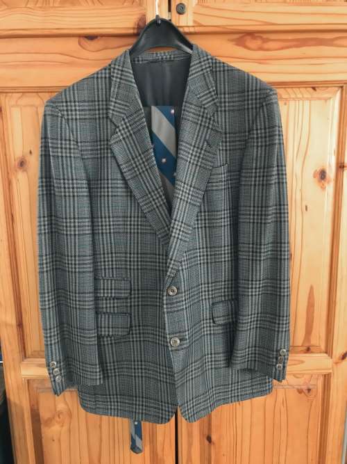 Roy Robson Men`s checkered jacket and grey trousers ,Made in West Germany, size 52 + tie