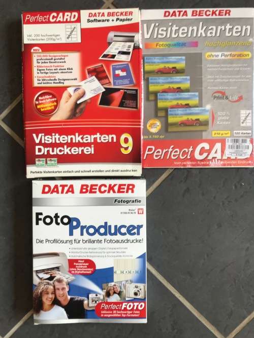 Data Becker Business Cards, software and print paper plus  Foto Producer software, vintage