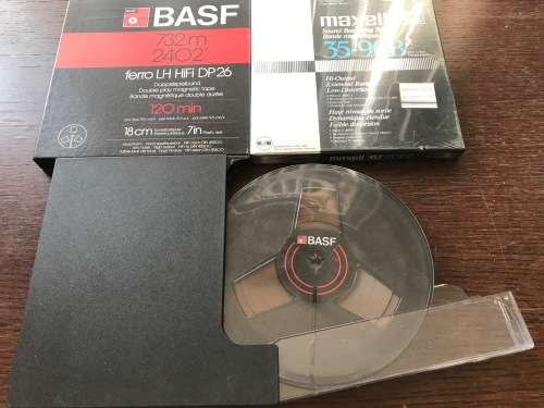 Vintage Magnetophonband  Lot,5 x Double play tape in original box, BASF,Maxel,Shamrock, all 18cm