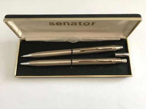 Vintage German Senator Ballpoint pen and pencil Stainless Steel, blue ink, COLLECTORS ITEM, rare