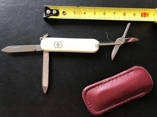 Swiss knife white vintage 58mm incl. pouch