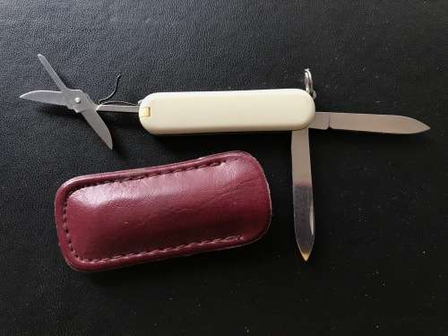 Swiss knife white vintage 58mm incl. pouch