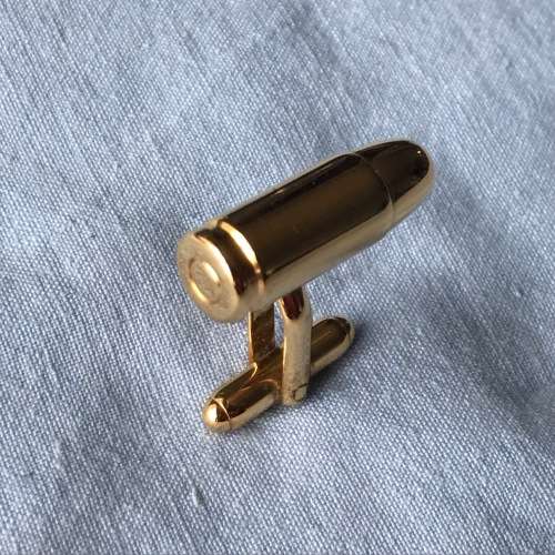 Cufflinks ammo design, bullet design, colour gold, metal