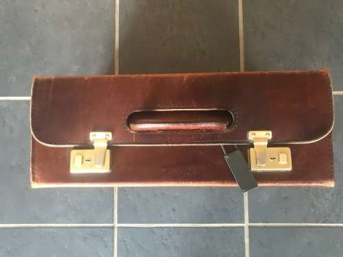 Pilot Leather Case , travel bag, vintage, from the 70s/80s Germany, size approx:18cm x 31cm x 45cm