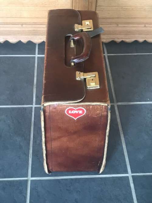 Pilot Leather Case , travel bag, vintage, from the 70s/80s Germany, size approx:18cm x 31cm x 45cm