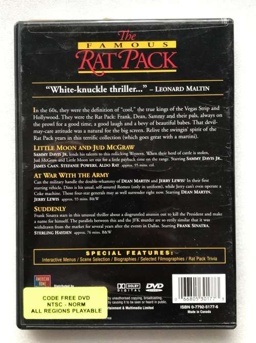 The Famous Rat Pack (Frank Sinatra,Dean Martin,Sammy David JR) (DVD) 3 Movies in english,all regions