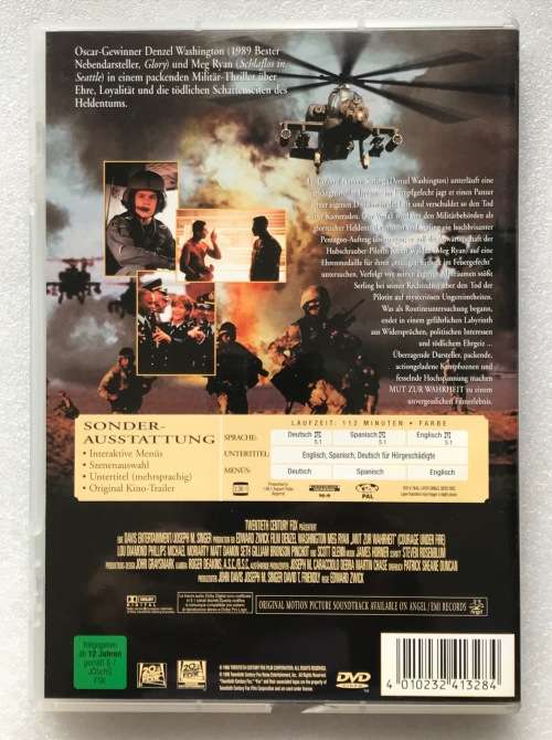 Courage Under Fire (Dezel Washington, Meg Ryan) (DVD)  english, german, espaniol,Region 2