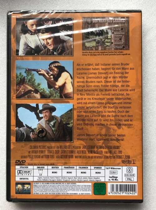 The man from Laramie (DVD) (James Stewart) Western,english,german,french,italian,espaniol,Region 2