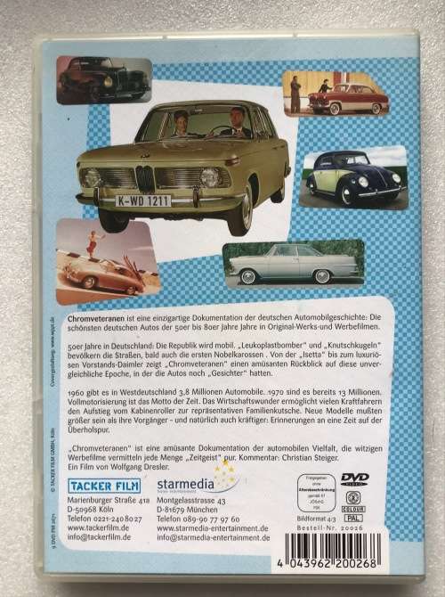 Chrom Veteranen - Deutsche Autos (cars)  im Werbefilm DVD of the 50`s - 80`s,german, Region 2, RARE!