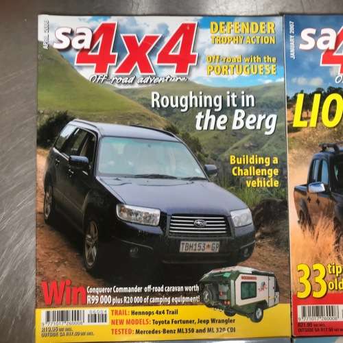 6 x Car Magazines SA 4x4 :  May 2004, Aug 2005, April 2006 , Jan 2007, Feb 2007, Dec 2008
