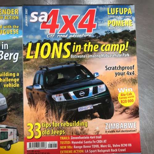 6 x Car Magazines SA 4x4 :  May 2004, Aug 2005, April 2006 , Jan 2007, Feb 2007, Dec 2008