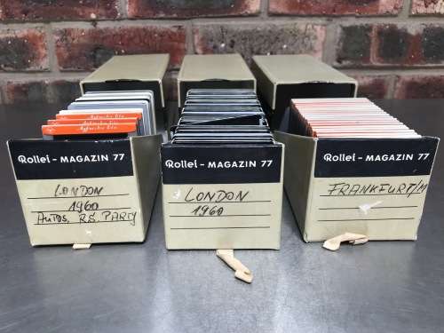 Rollei Magazin 77 ,slide magazine 7x7,incl. slides London City + Frankfurt from 1960 (Lot 2) vintage