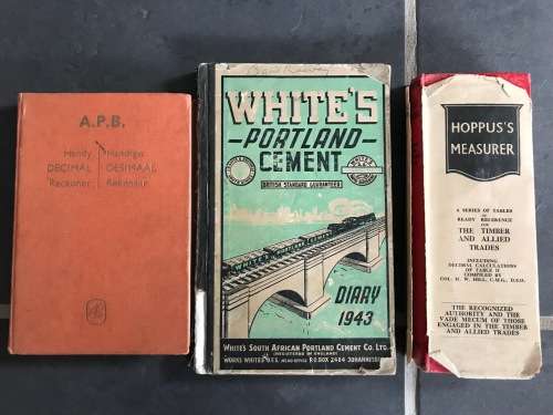 Vintage books 3, Handz Decimal 1960, Hoppus`s Measurer approx.1952, White`s Portland cement 1943