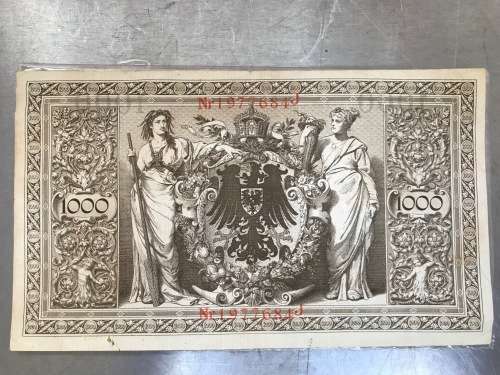 Germany Reichsbanknote 1000,21.04.1910,Nr.1977684J,red stamped,red seal,P,rare,vintage,OFFER - 15.6.