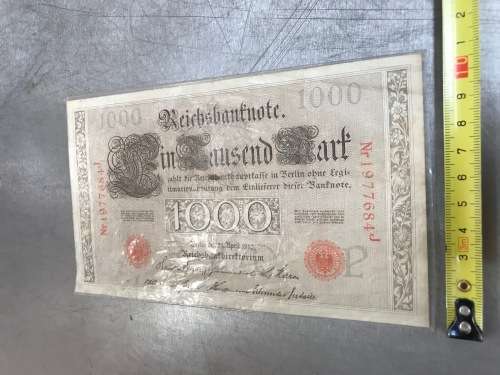 Germany Reichsbanknote 1000,21.04.1910,Nr.1977684J,red stamped,red seal,P,rare,vintage,OFFER - 15.6.