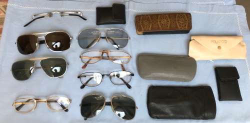 1970s Vintage Racing Style Mens Sun and Reading glasses vintage lot, sold as is