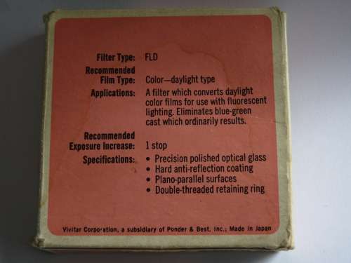 Vivitar 55E FL-D ,55mm Filter Thread, FLD,Fluorescent color correction Filter