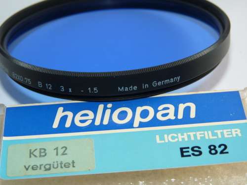 Heliopan KB12 coated 82ES B12, Blue correction filter, 82mm Filter Thread,