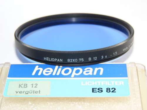 Heliopan KB12 coated 82ES B12, Blue correction filter, 82mm Filter Thread,
