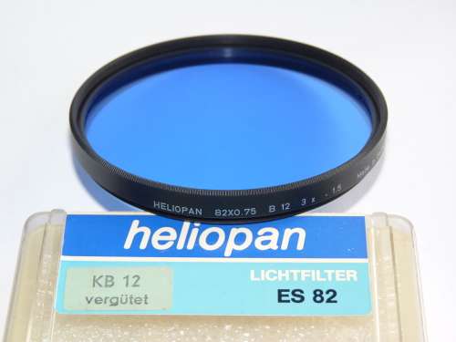 Heliopan KB12 coated 82ES B12, Blue correction filter, 82mm Filter Thread,