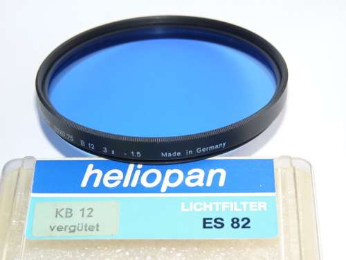 Heliopan KB12 coated 82ES B12, Blue correction filter, 82mm Filter Thread,