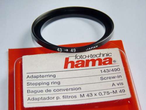 Hama Adapter Ring F 49mm  to L 43mm, Filter 49 mm to Lens 43mm