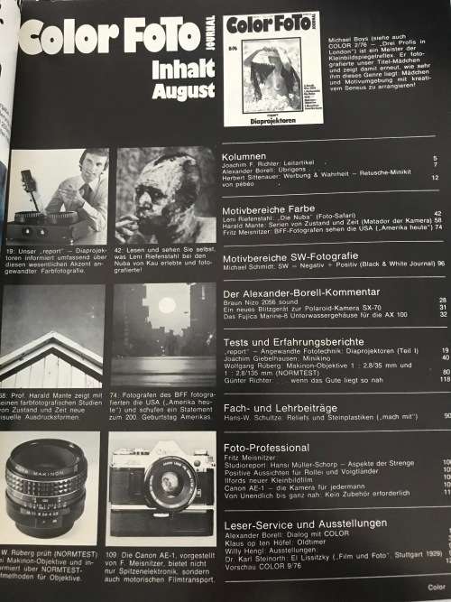Color Foto Journal 8/76, August 1976, 119 pages, in german, photo magazine from Germany