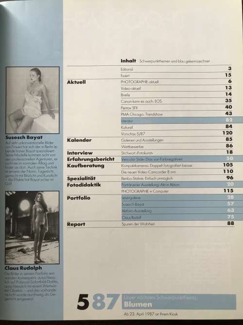 Photographie Magazin 4/87 ,1987, magazine, 119 pages, in german, photo magazine from Germany