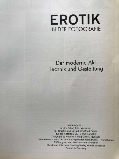 Erotik in der Fotografie 1970, 121 pages, Special edition, erotic nude photography, in german,