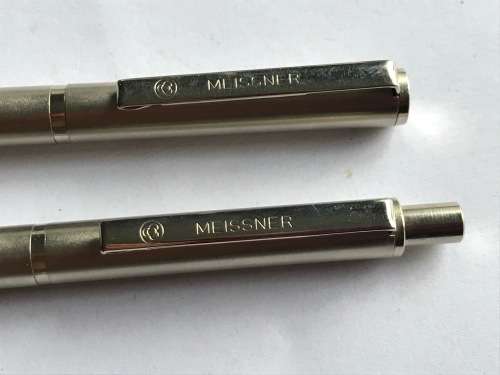 MEISSNER PEN SET : pall pen and ceramic roller pen, vintage ,collectors item from Germany