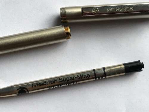 MEISSNER PEN SET : pall pen and ceramic roller pen, vintage ,collectors item from Germany