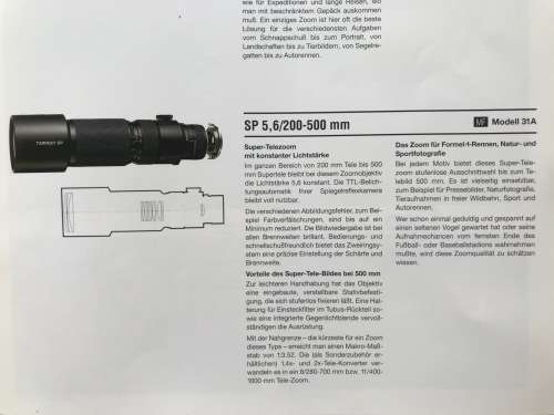 TAMRON Zoom Lens 200-500mm / 5.6 MF Adaptal 2 System , very rare, in very good condition