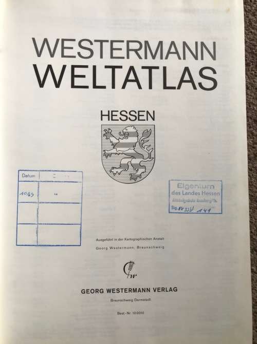 Westermann Weltatlas Hessen , German, Germany,vintage, rare, collectors item, from 1969,worldatlas