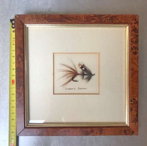 Wooden Frame with Salmon Angle Fly Hook Bait, made in Ireland, vintage, rare, from 1989